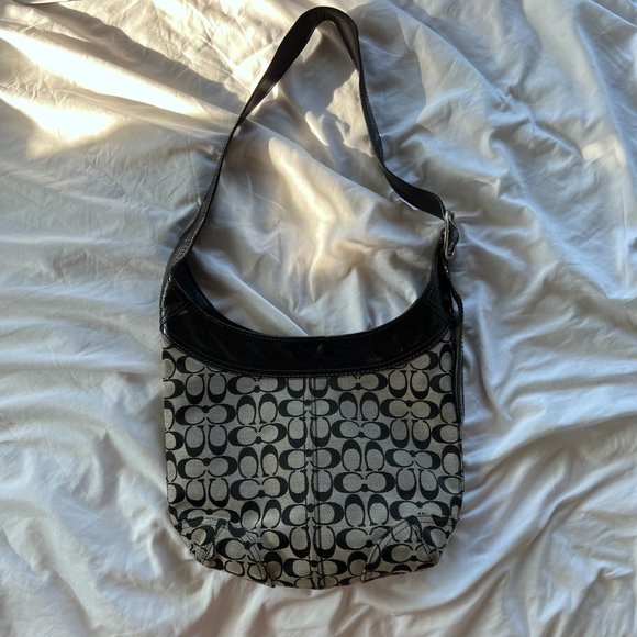 Coach Monogram and Patent Leather Hobo Shoulder Bag - Picture 2 of 7